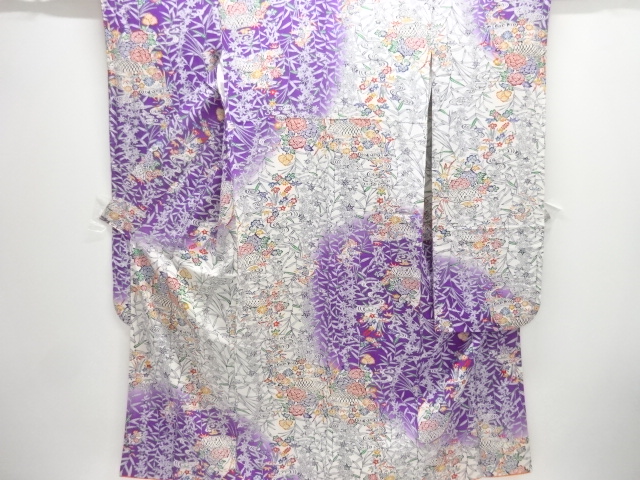 JAPANESE KIMONO / ANTIQUE FURISODE / SILK / FLOWER